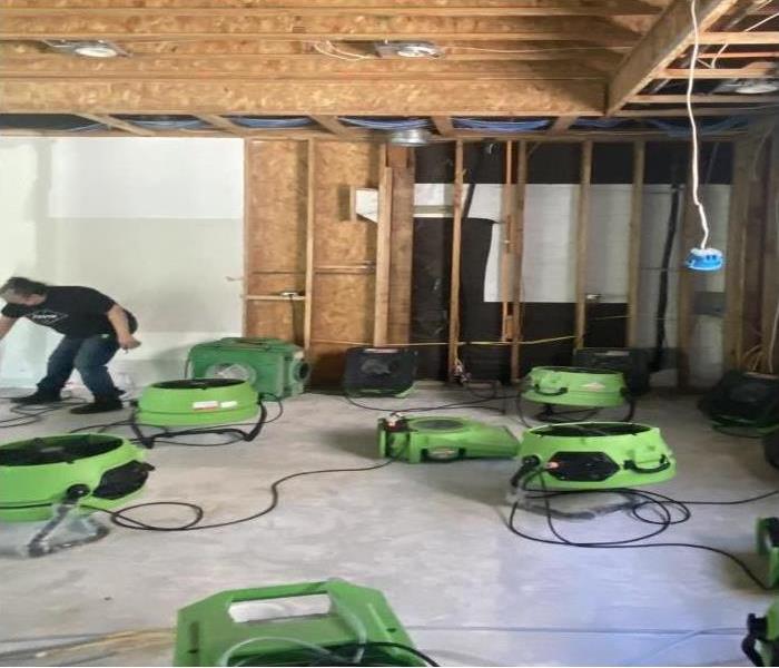 Drying equipment placed after demolition.