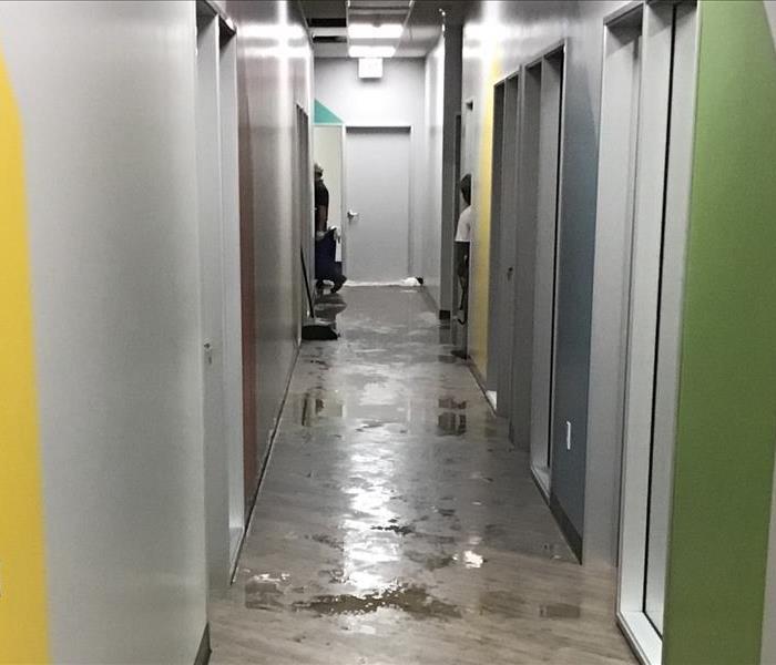 Water damage to commercial building.